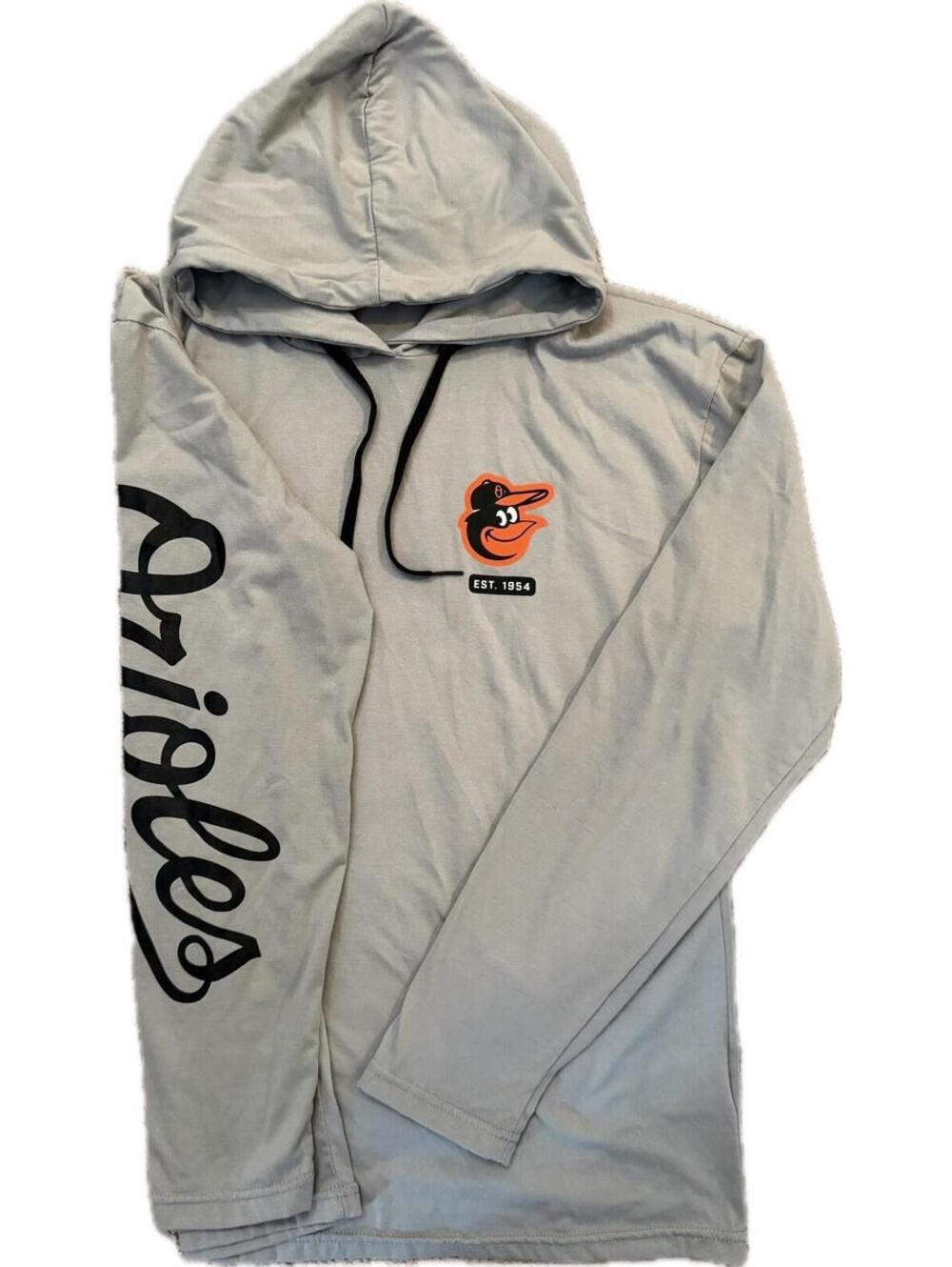 Baltimore Orioles Lightweight Gray Hoodie Pullover Size Medium MLB